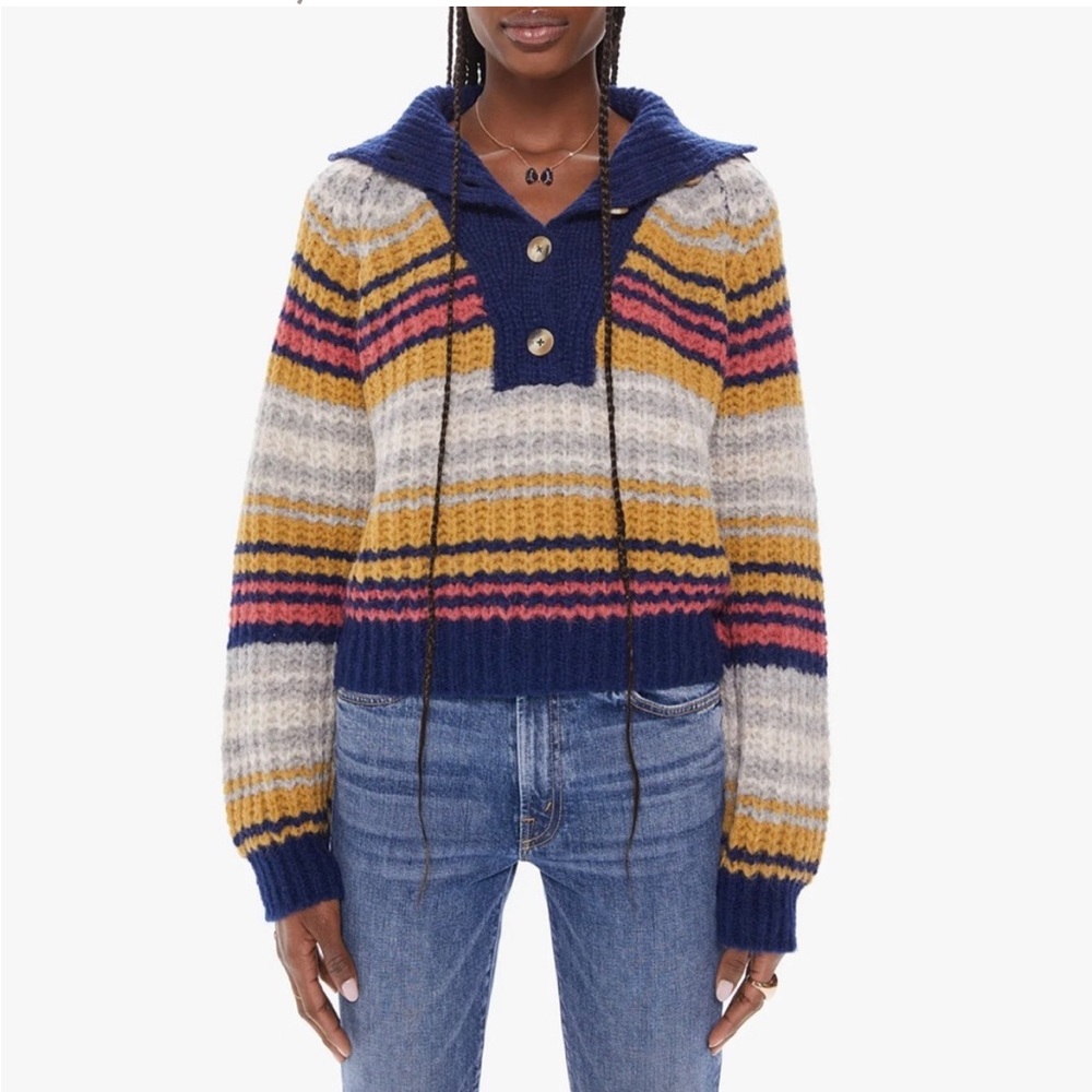 NWT MOTHER Buttoned Collar Jumper in Winds of Change XL